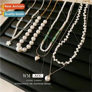 Baroque Pearls Necklace Elegant Pairing Collar Chain French