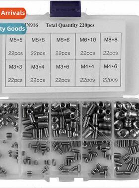 220pcs DIN916 M3 4 5 6 8 stainless steel 304 hexagon socket