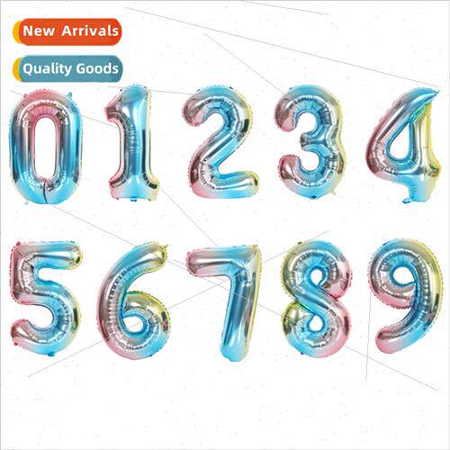 New 32 inch gradient color big numbers aluminum foil balloon