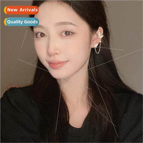 mple super-flash rhinestone butterfly earrings ear bone clip