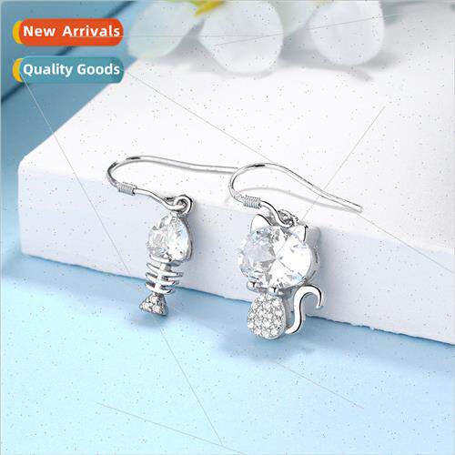 Fashion popular asymmetric ear hook cute cat earrings female
