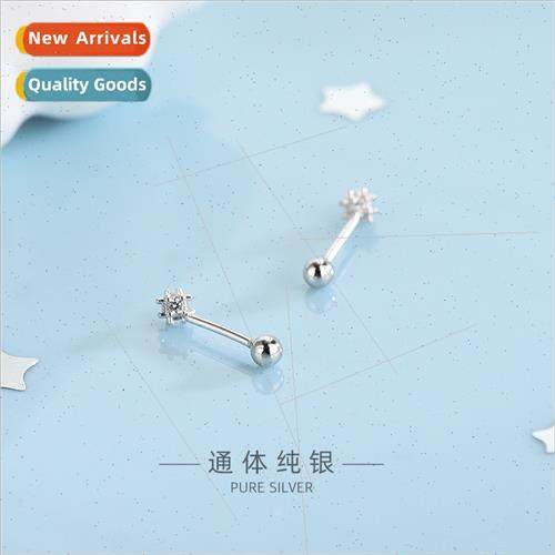 s925 silver mini diamonds small round ball earrings screw le