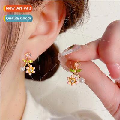 Summer Small oil drop process colorful small flower earrings
