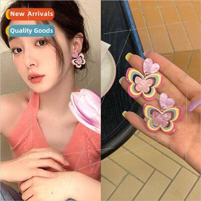 New  Earrings Spice Girls Color Clash Heart Butterfly Earrin