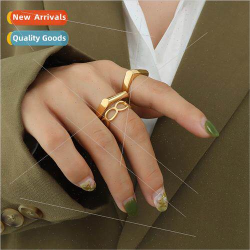 Europe ins retro niche irregular geometric ring nd metal hje