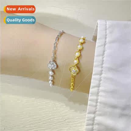 Korea Clover Pearl Bracelet Pull-Out Adjustable String Fashi