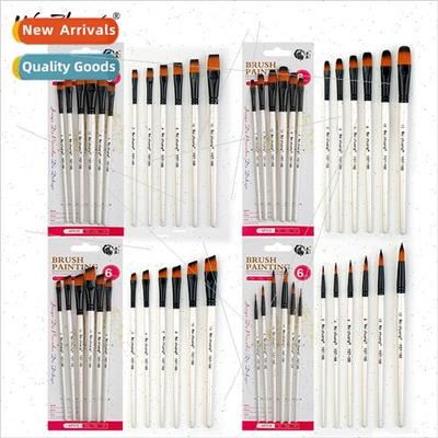Dual Color Nylon Hair 6 Pcs Brushes Set Art Drawing Watercol
