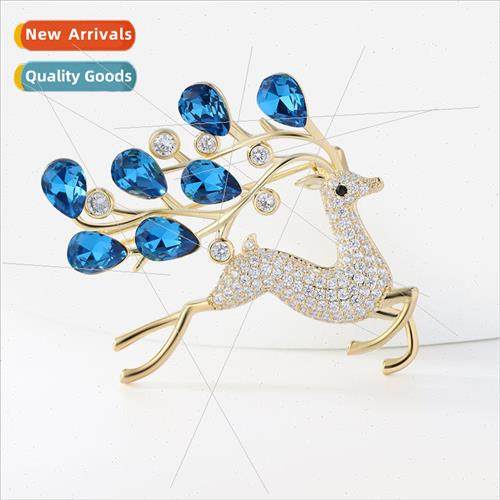 Korea high-grade crystal deer brooch fashion atmosphere anim