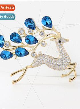 Korea high-grade crystal deer brooch fashion atmosphere anim