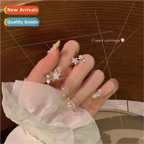 New star zirconia pearl earrings female ins niche small deli