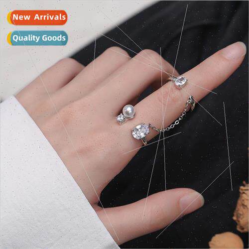 Combination Set Ring Knuckle Ring Women Korea Chain Pearl Zi