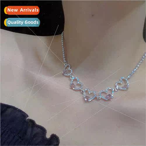 French Peach Heart Necklace Peach Pink Heart Zirconia Claw C