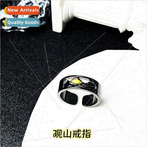Guanshan ring men black niche minimalist self-discipline mal