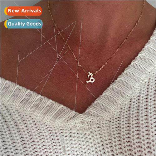 New Europe Zodiac Pendant Stainless Steel Gold-Plated Neckla