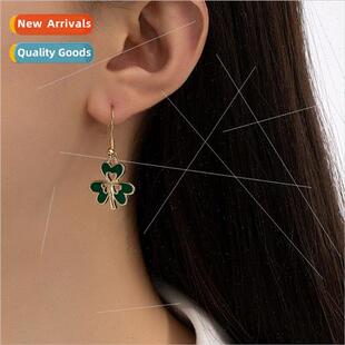 St. Patrick Day Shamrock Earrings Shamrock Green Heart Hollo