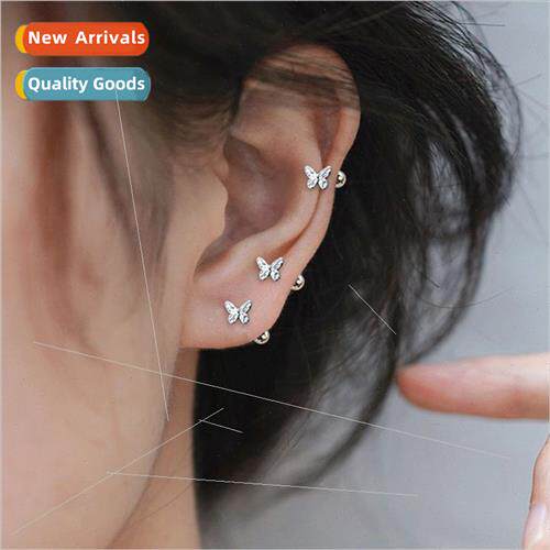 Bow tie ear bone studs female screw screw button earrings ea