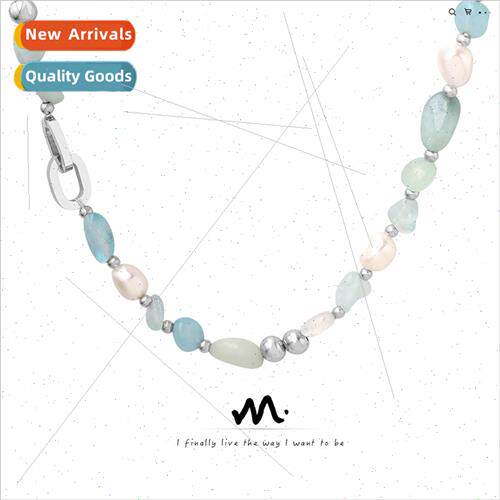 Bohemian Ethnic Chic Mix Blue Natural Stone Chain Necklace A