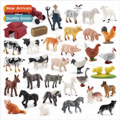 Mini Farm Animal fe Set Rooster Hen Duck Goat Model Toys
