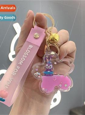 Bunny floating keychain cute acrylic drift bottle small pend
