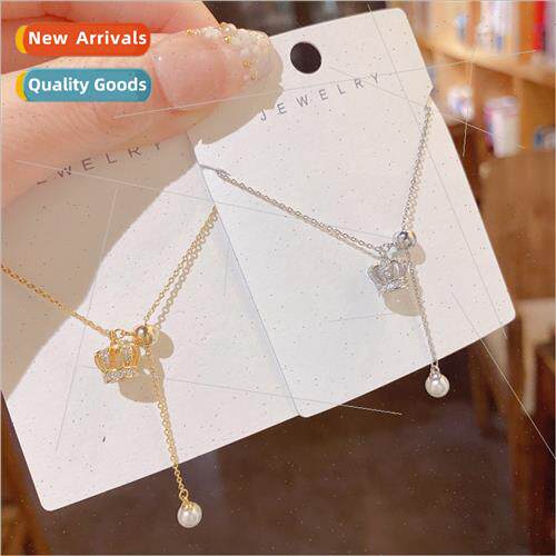 Korea new necklace niche small crown tassel necklace collarb