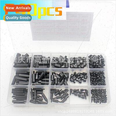 240pcs boxed M2M3M4 size black plastic nylon screws nuts hex