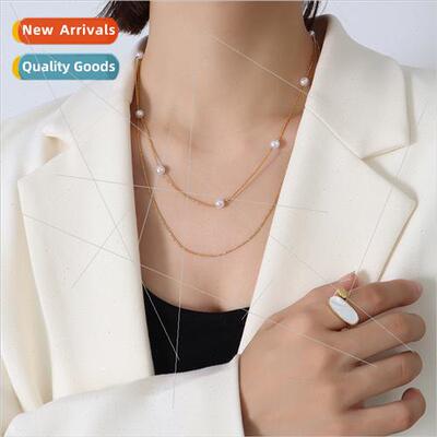 Europe imation pearl double layer tanium steel ins tide neck