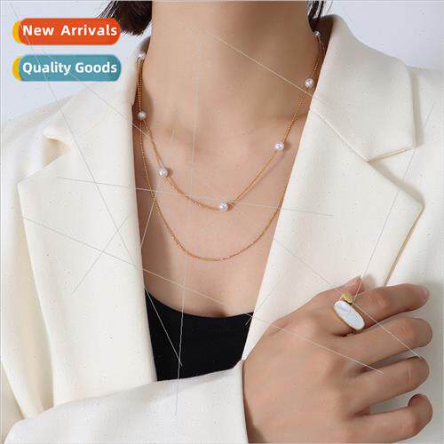 Europe imation pearl double layer tanium steel ins tide neck