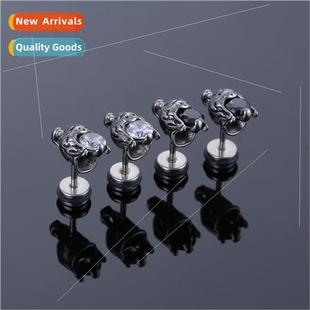 Europe Koreafashion tanium steel casting diamond helmet earr