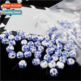 Cyanotype ceramic beads diy handmade braided cyanotype blue