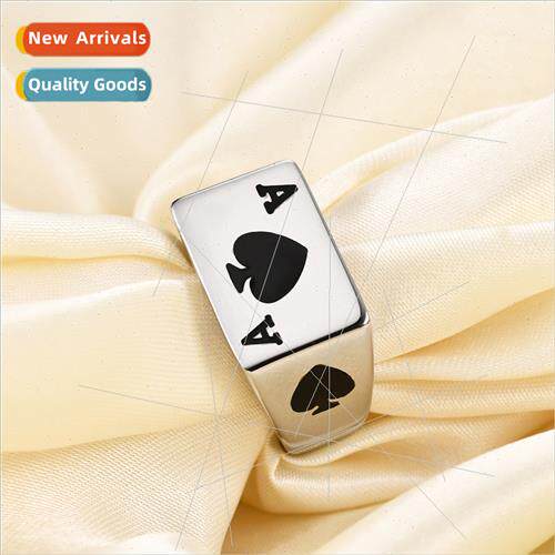 Europe Ins Trend Hundred Ace Spades Tanium Steel Ring Ring M