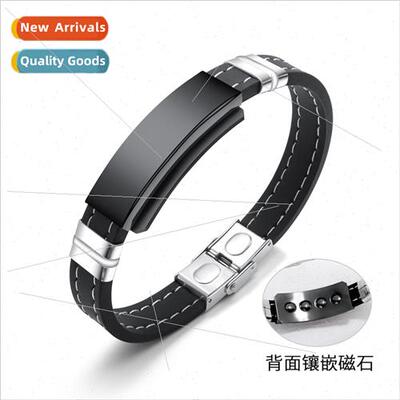 Europe inlaid magnet bracelet influx men classic glossy sili