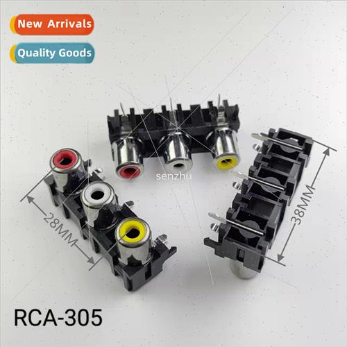 RCA AV coaxial socket AV-305 Lotus socket 6-pin side-plug 3-