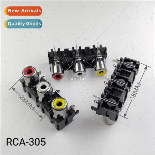 RCA AV coaxial socket AV-305 Lotus socket 6-pin side-plug 3-