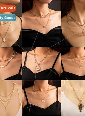 ins small many layers wear necklace female fashion nd moon s