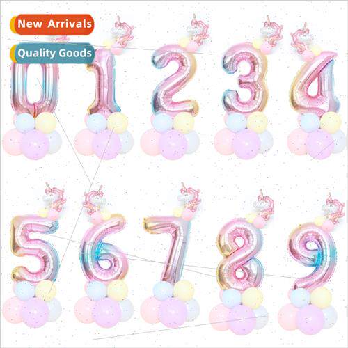 32 inch gradient color unicorn column balloon cue balloon ba