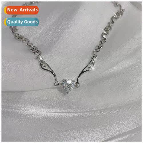 Angel Wings Crystal Zirconia Necklace Women Love Rhinestone