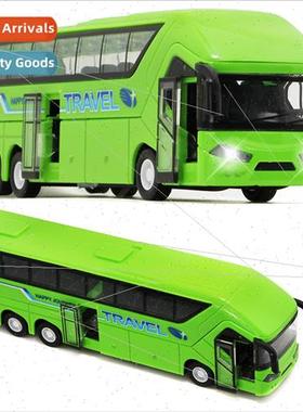 Toys light music boomerang alloy sightseeing tour bus passen