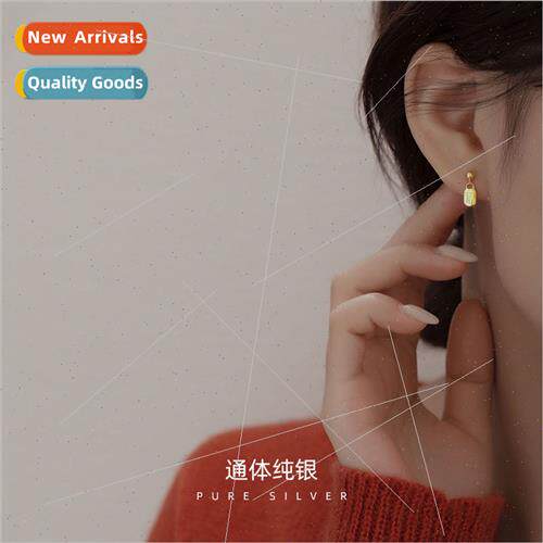 S925 silver Chinese character blessing earrings female niche