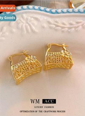 Metal Flower Basket Earring Buckle Korea che Creative Earrin