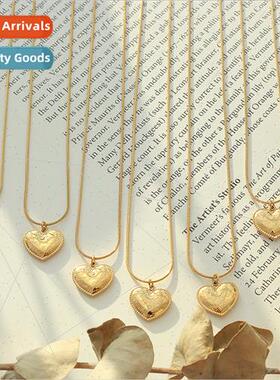 Europe ins engraved peach heart stainless steel necklace nd