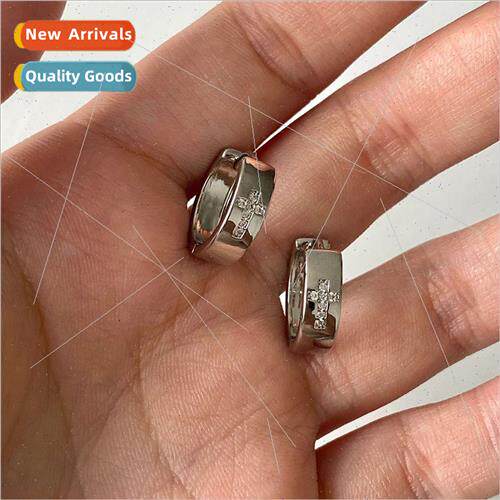 Cross earrings female 2023 new tide retro zirconia earrings