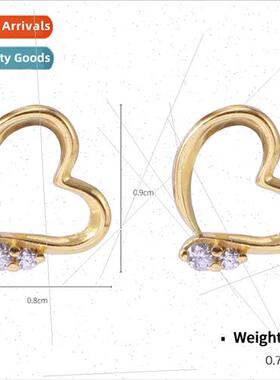 Korea925 silver peach heart earrings women simple versatile