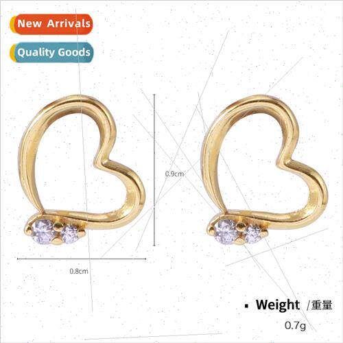 Korea925 silver peach heart earrings women simple versatile