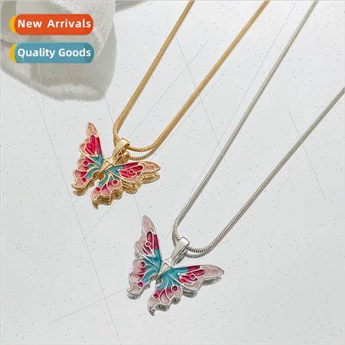 Drip Oil Butterfly Necklace Europe Barbie Princess Crystal N