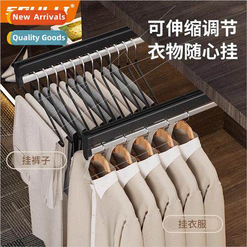 Top-mounted pull-out pants rack telescopic slide rail track