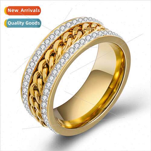 Europe fashion two rows diamonds gold twist chain stainless