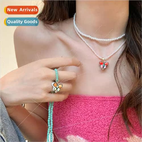 New colorful butterfly necklace female niche collarbone chai