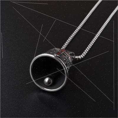 Vintage Hundred Red Cross Fah Winged Bell Pendant Necklace M