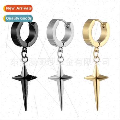 Korea Stainless Steel Trend Men Cross Earring Earrings