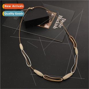 Geometric Fashion Long Wooden Necklace New Europe